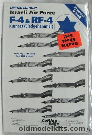 Cutting Edge 1/48 Israeli Air Force F-4 and RF-4 Phantom Kurnass (Sledgehammer) - Decals for any 1/48 IAF Phantom from 1969 to Present - Two Sheet Set - Bagged, CED48004 plastic model kit